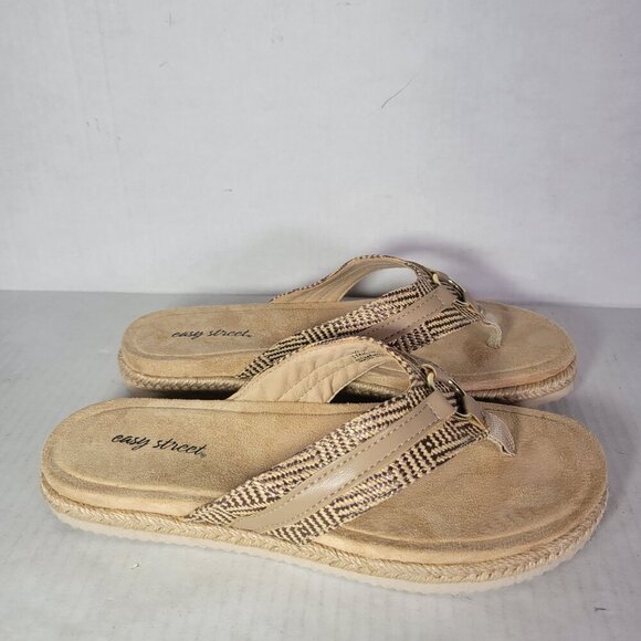 Easy Street Womens Starling Beige Woven Strap Thong Sandals Size 7.5W - Picture 4 of 8